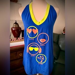 Zumba Fitness Blue and Yellow Halter Top